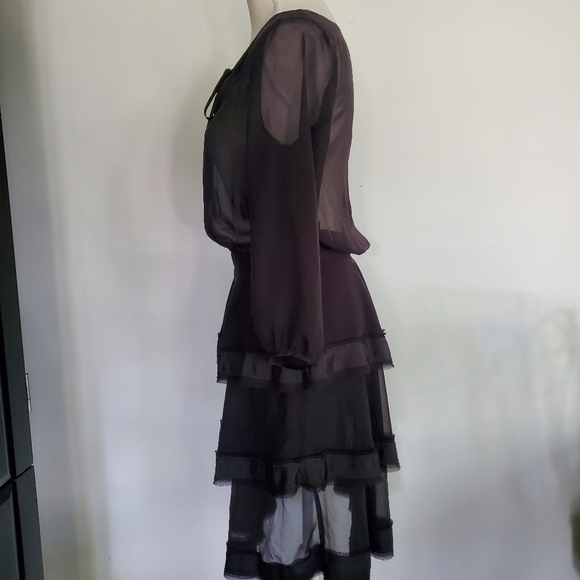 Ivanka Trump Sheer Tiered Black Dress - Picture 9 of 16